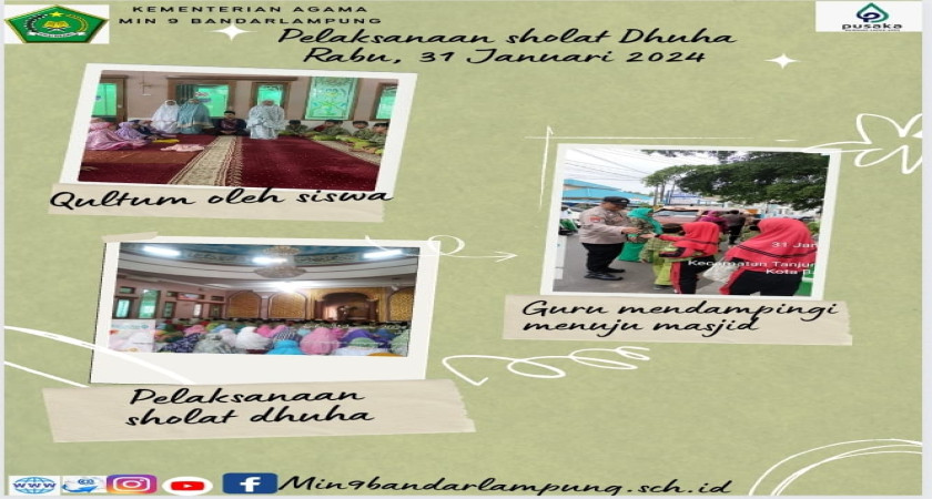 Pelaksanaan Sholat Dhuha Sebelum Kegiatan Belajar Mengajar MIN 9 Bandarlampung